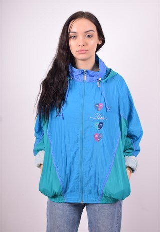LOTTO WOMENS VINTAGE JACKET XL BLUE 90'S
