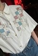  SHORT SLEEVE EMBROIDERED SHIRT WITH PATCHWORK