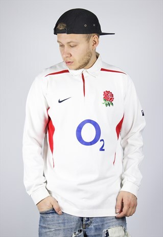 VINTAGE MENS NIKE RUGBY ENGLAND TEAM LONG SLEEVE POLO SHIRT