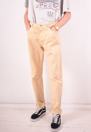 CALVIN KLEIN MENS VINTAGE JEANS W34 L34 BEIGE 90S