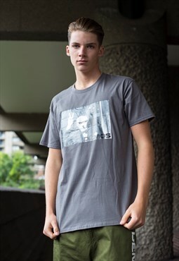 Grey graffiti printed cotton t shirt tee Unisex