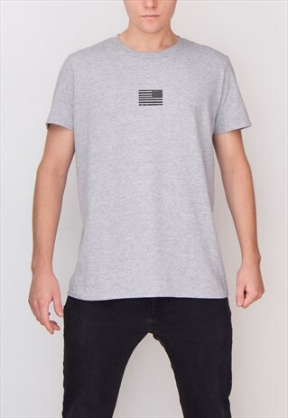 GREY AMERICAN FLAG T-SHIRT