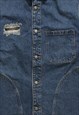 GORPCORE DENIM JACKET GRUNGE UTILITY JEAN BOMBER IN BLUE