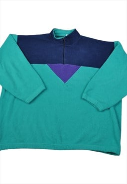 Vintage Fleece 1/4 Zip Block Colour Green Small