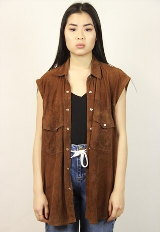 VINTAGE SLEEVLESS SUEDE SHIRT