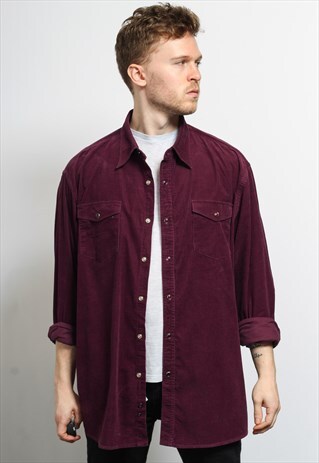 VINTAGE CORDUROY CORD SHIRT PURPLE
