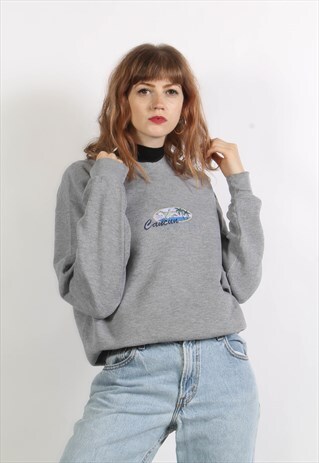 VINTAGE 90'S CANCUN OVERSIZE GRAPHIC PRINT SWEATSHIRT GREY