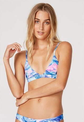 AQUA MARBLE FIXED TRIANGLE BIKINI TOP