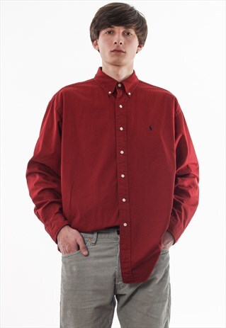 VINTAGE POLO RALPH LAUREN 90S RED LONG SLEEVE