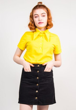 70'S VINTAGE BRIGHT YELLOW SHIRT