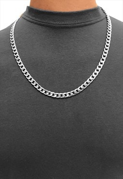 54 Floral 8mm 22" Silver Plated Curb Necklace Chain 