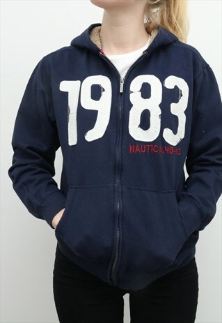 NAUTICA - NAVY ZIP UP HOODIE - LARGE
