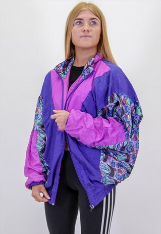VINTAGE FESTIVAL PATTERN JACKET IN BLUE LARGE
