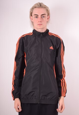 ADIDAS MENS VINTAGE TRACKSUIT TOP JACKET LARGE BLACK 90S
