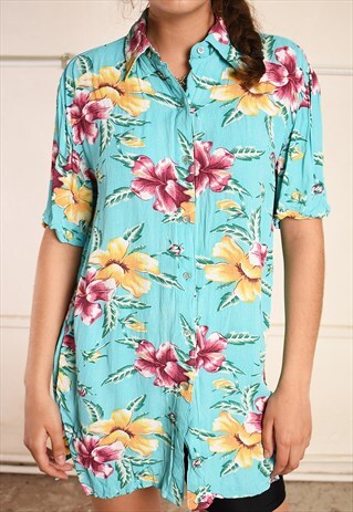 90'S RETRO FLORAL PRINT FESTIVAL BLOUSE TOP