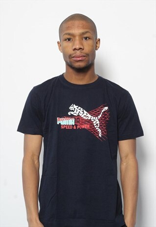 VINTAGE PUMA BIG LOGO T-SHIRT NAVY BLUE