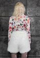 LUXURY FAUX FUR SHORTS HANDMADE PREMIUM FLEECE PANTS CREAM