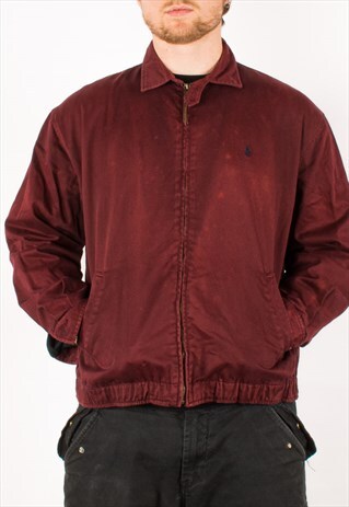 VINTAGE RED POLO RALPH LAUREN HARRINGTON JACKET