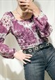 VINTAGE FAIRYCORE BLOUSE Y2K COTTAGECORE PINK HIPPIE TOP