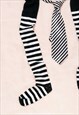 VINTAGE PUNK SET Y2K STRIPED TIM BURTON THIGH SOCKS AND TIE
