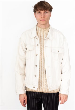 VINTAGE 90S IVORY DENIM JACKET ID:1713