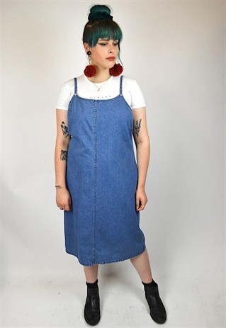 VINTAGE 90'S DENIM MIDI SLIP DRESS