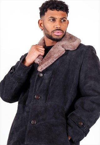 VINTAGE FAUX FUR LINED SUEDE JACKET J3273