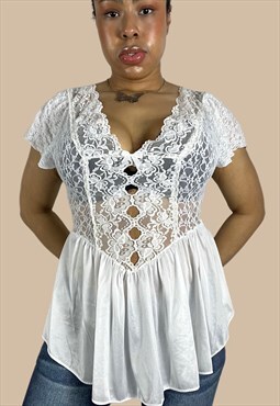 Vintage 90s Babydoll Top Lacy Ballet Core Style