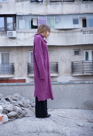 PURPLE KNITTED LONG PULLOVER