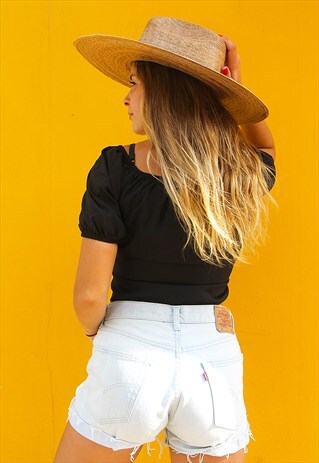 ORIGINAL LEVI'S BLUE PALE WASH HIGH WAISTED DENIM SHORT