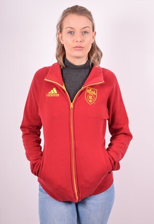 ADIDAS WOMENS VINTAGE TRACKSUIT TOP JACKET MEDIUM RED 90S