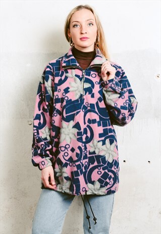 VINTAGE 90S PATTERNED FLEECE SWEATER