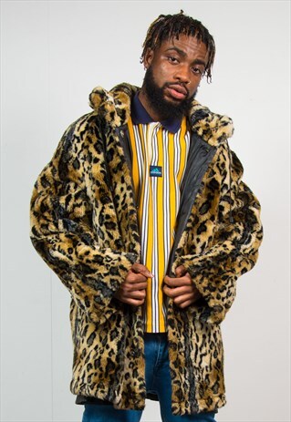 90'S LEOPARD PRINT FAUX FUR COAT