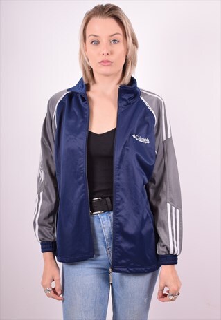 COLUMBIA WOMENS VINTAGE TRACKSUIT TOP JACKET XXL BLUE 90'S