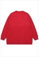 CONTRAST STITCHING SWEATER COLOUR BLOCK KNITTED JUMPER RED