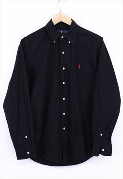 Vintage Ralph Lauren Shirt Black Long Sleeve With Red Logo