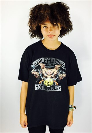 VINTAGE BLACK HARLEY DAVIDSON T SHIRT