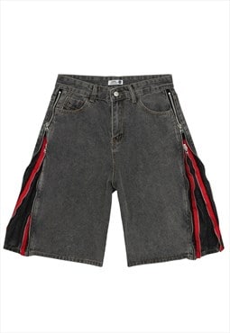 Extreme zipper skater shorts premium utility pants in grey