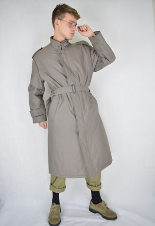 VINTAGE GREY CLASSIC TRENCH COAT