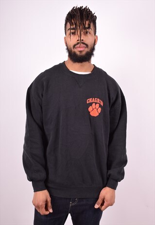 RUSSELL ATHLETIC MENS VINTAGE SWEATSHIRT JUMPER XL BLACK 90'
