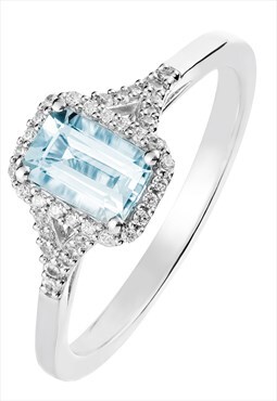  Aquamarine & diamond ring