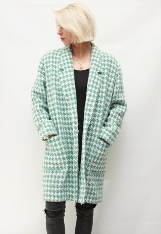 VINTAGE 90' BEAUTIFUL AMAZING CUTE CHECKED MINT COAT