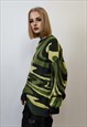 CAMOUFLAGE PRINT SWEATER MILITARY KNITWEAR JUMPER IN GREEN