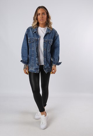 DENIM JACKET OVERSIZED FITTED VINTAGE UK 16 - 18 (34L)