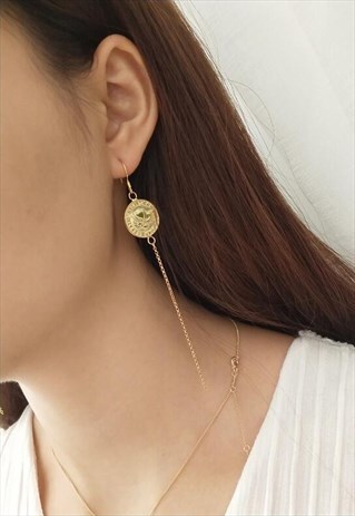 GOLD COIN EARRINGS EAR WIRE