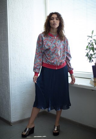 VINTAGE 80'S MULTICOLOUR COTTON BOMBER JACKET