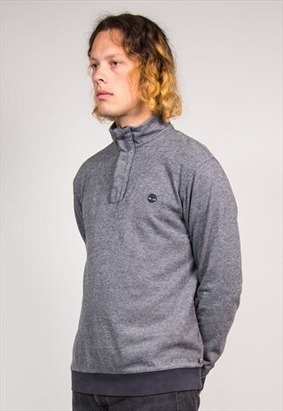 VINTAGE 90'S GREY TIMBERLAND QUARTER ZIP PULLOVER SWEATSHIRT