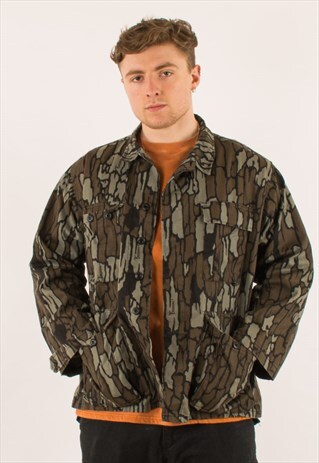 VINTAGE 90S ARMY MILITARY TREE CAMO OVER JACKET XL