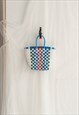 VINTAGE 70S MINI WOVEN GROCERY BAG IN MULTI CHECK