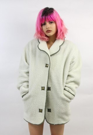 VINTAGE 90'S CREAM FLEECE LINED JACKET